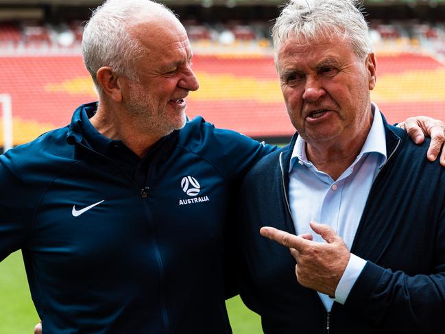 Graham Arnold and Guus Hiddink remain in touch all these years on. Picture: Michael Puterflam (FFA)