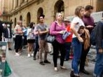 BRISBANE, AUSTRALIA - NewsWire Photos MAY 20, 2022:  Pre-polling lines at Brisbane City Hall for the elections. Picture: NCA NewsWire / John Gass