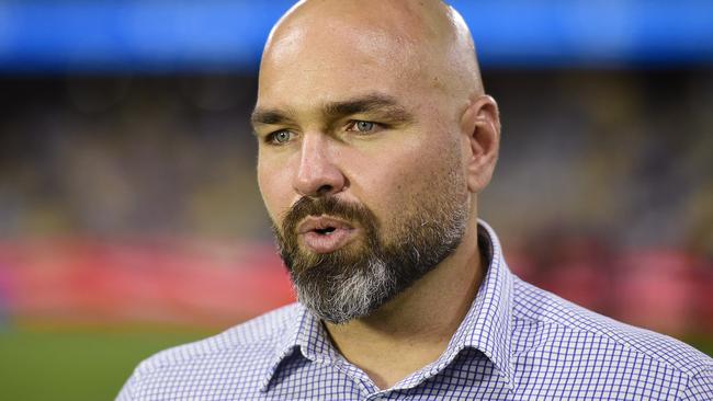 TOWNSVILLE, AUSTRALIA - APRIL 24:  Cowboys coach Todd Payten speaks to the media before the start of the round seven NRL match between the North Queensland Cowboys and the Canberra Raiders at QCB Stadium, on April 24, 2021, in Townsville, Australia. (Photo by Ian Hitchcock/Getty Images)