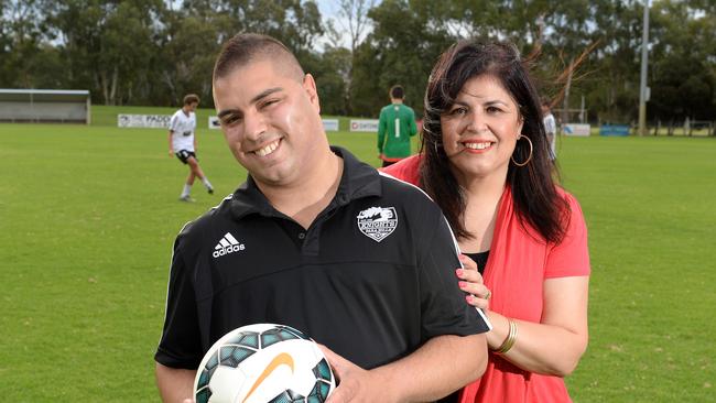 Robbie De Rosa has a rare bone condition which affects about 60 people in the world. Robbie and his mum Pina Silvestri. Picture Campbell Brodie.