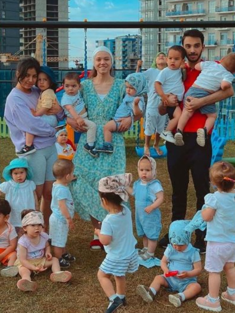 The pair have 22 children, with 21 of them born via surrogate. Picture: Instagram/batumi_mama