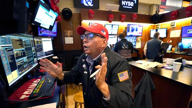 Equities were sharply higher on the New York Stock Exchange after Donald Trump’s barnstorming election win. Picture: AFP