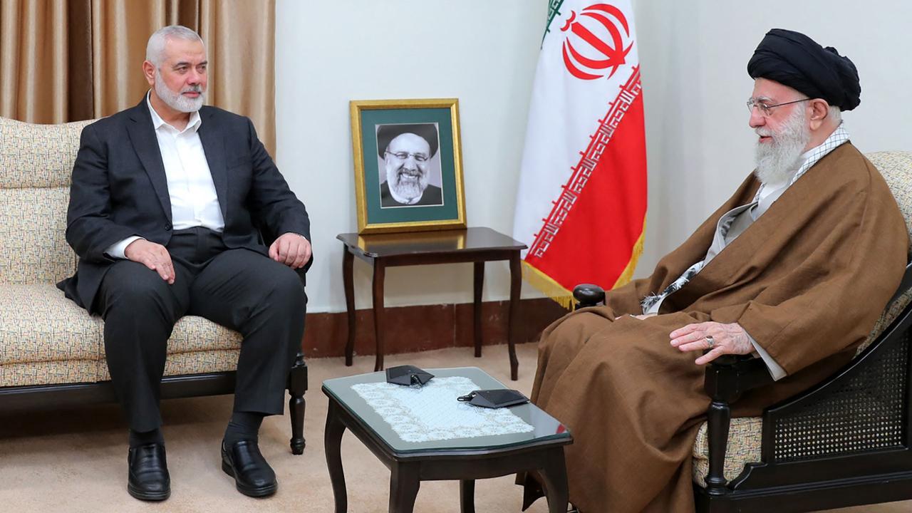 Ismail Haniyeh meets with Iran’s Supreme Leader Ayatollah Ali Khamenei on May 22. Picture: AFP