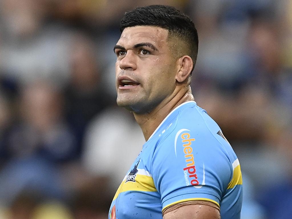 TOWNSVILLE, AUSTRALIA – APRIL 07: David Fifita of the Titans looks on during the round five NRL match between North Queensland Cowboys and Gold Coast Titans at Qld Country Bank Stadium, on April 07, 2024, in Townsville, Australia. (Photo by Ian Hitchcock/Getty Images)