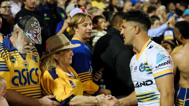 Dylan Brown chats to fans after the Wests Tigers game. Picture: Supplied