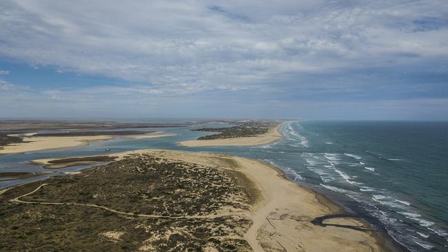 The coorong leading into the Murray Mouth at Goolwa. Picture: Simon Cross