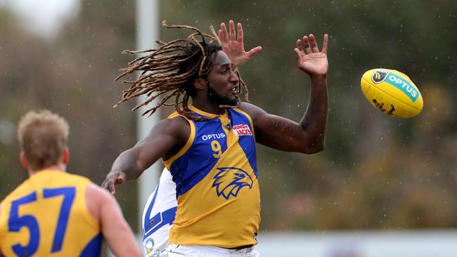 The return of ruckman Nic Naitanui will be a huge boost for West Coast’s bid for back-to-back flags. Picture: AAP Image/Richard Wainwright.