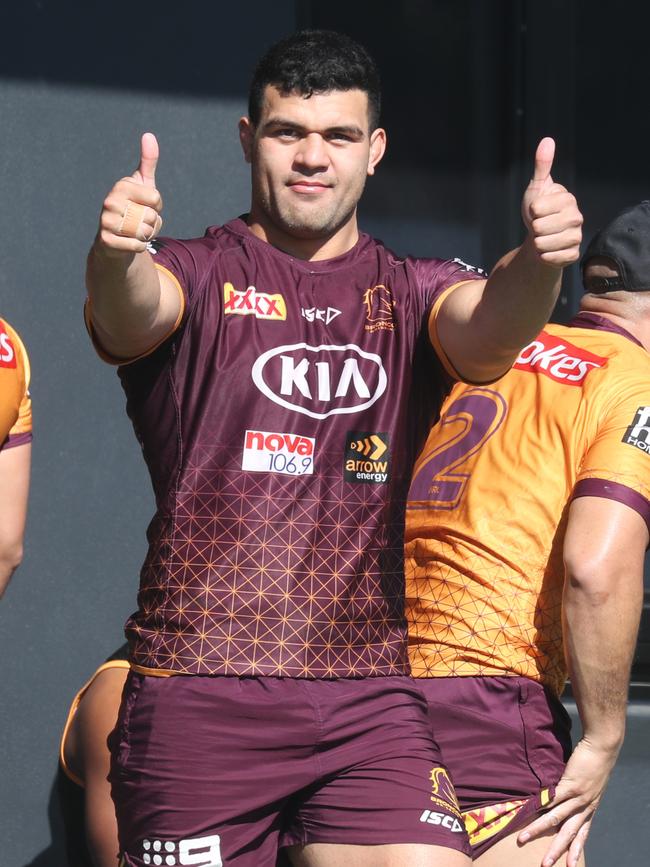 David Fifita at Broncos training in 2020. Picture: Annette Dew