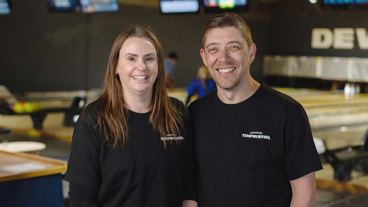 Devonport Tenpin Bowl owners Mark Vernon and Kerryn Duncan. Picture: Supplied