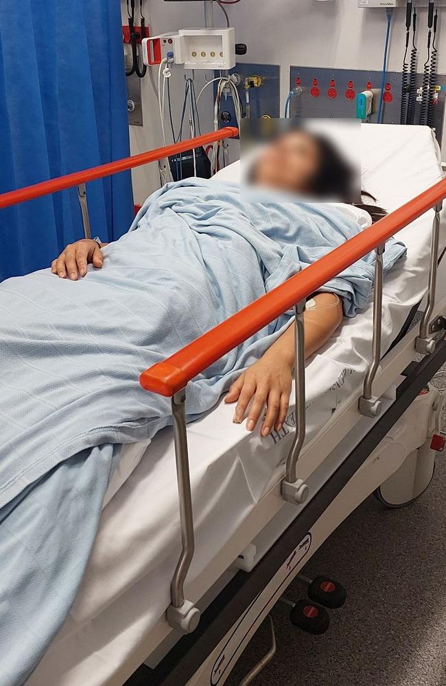 Mitchell Barry Sullivan's victim recuperating in hospital. Picture: Supplied