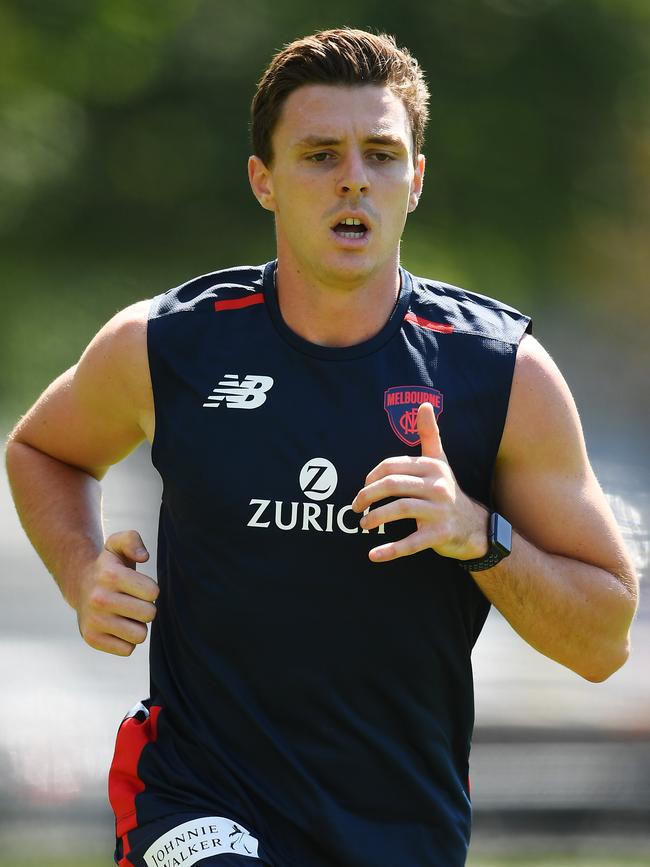 Jake Lever runs laps as he recovers from his ACL injury. Pic: Getty Images