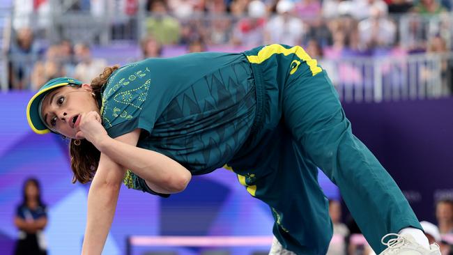 B-Girl Raygun of Team Australia competes during the B-Girls Round Robin. Picture: Elsa/Getty Images