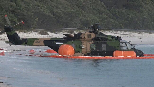 The MRH-90 Taipan helicopter recovered after ditching into Jervis Bay, NSW, on March 28, 2023. Picture: TNV