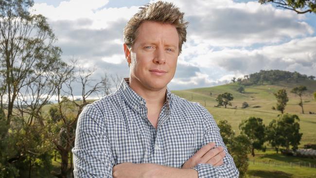 Barefoot Investor Scott Pape at his farm in rural Victoria. Picture: Nicole Cleary