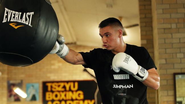 EMBARGOED FOR SATURDAY 5th JUNE Pictured at the Tszyu Boxing Gym in Rockdale is Tim Tszyu in a training session ahead of his July 7th fight against Michael Zerafa. Picture: Richard Dobson