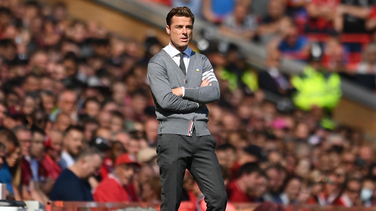 LIVERPOOL, ENGLAND – AUGUST 27: Scott Parker, Manager of AFC Bournemouth reacts during the Premier League match between Liverpool FC and AFC Bournemouth at Anfield on August 27, 2022 in Liverpool, England. (Photo by Michael Regan/Getty Images)