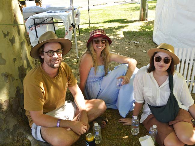 (From left) Harry, Kate and Nell at the Queensland Country Bank Food &amp; Wine Fiesta during Stanthorpe's Apple and Grape Harvest Festival on Saturday, March 2, 2024. Photo: Jessica Klein