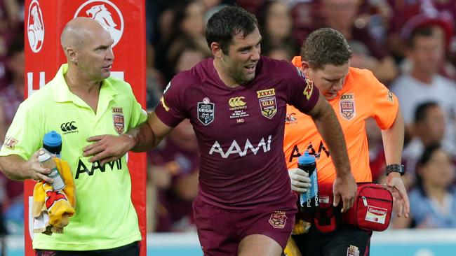 Cameron Smith injured during game 1 of the 2014 Origin series.