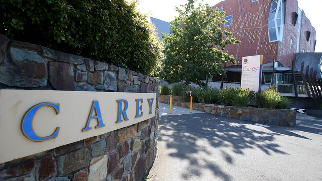 Carey Grammar school in Melbourne has closed for 24 hours after a teacher at the school tested positive to coronavirus. Picture: Stuart McEvoy