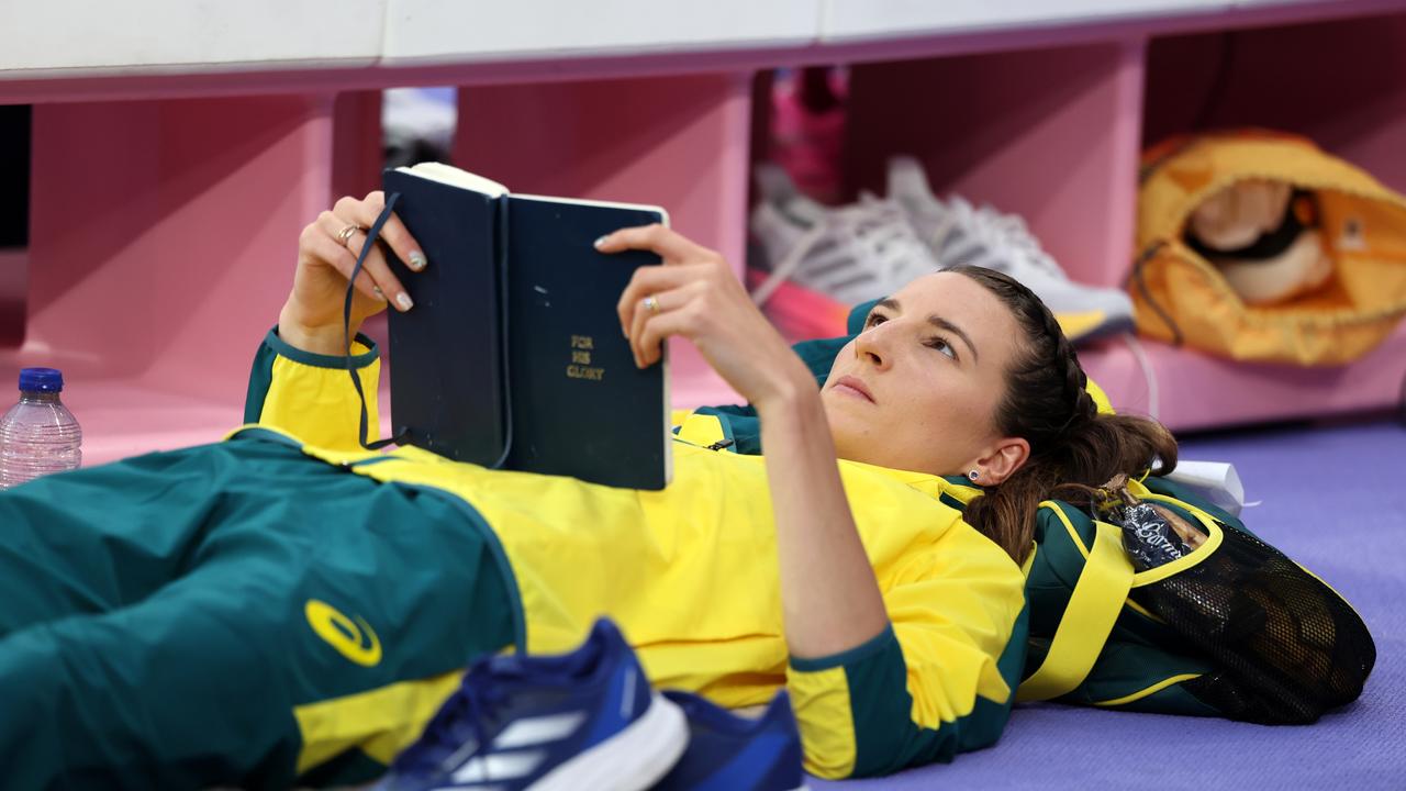 Nicola Olyslagers reads her journal. (Photo by Cameron Spencer/Getty Images)