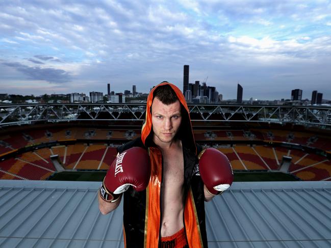 Jeff Horn on the roof of Brisbane’s Suncorp Stadium. Picture: Annette Dew