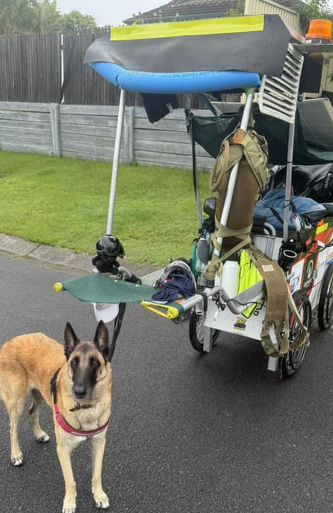 Townsville Veteran Garth Murray and his Assistance Dog Max have reached Sydney on their long walk around Australia for a good cause. Picture: Supplied