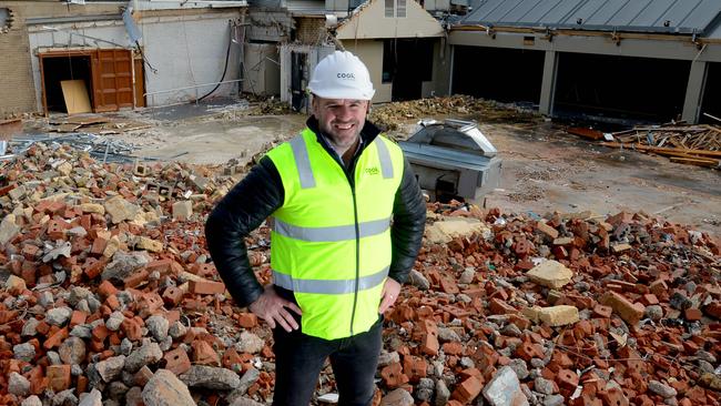 Adelaide Crows greats Mark Riccuito, with Nathan van Berlo and Bernie Vince have joined forces to transform the historic Hackney Hotel into premium residential and retail precinct, Botaniq. Photo Sam Wundke.