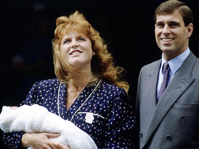 The Duchess of York (Sarah Ferguson) and Prince Andrew leaving Portland Hospital with their daughter Princess Beatrice. Picture: Tim Graham/Getty Images