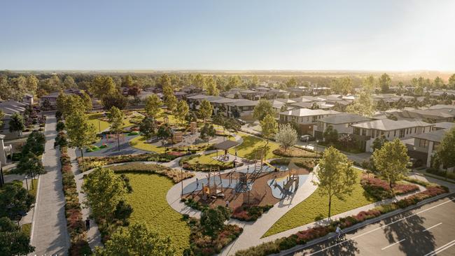 Artists impression of SIG's Amory neighbourhood in Ripley with park.