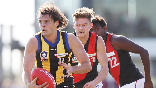 Hunter Clark in action for Sandringham in the VFL in 2019. Picture: Michael Dodge/AFL Photos