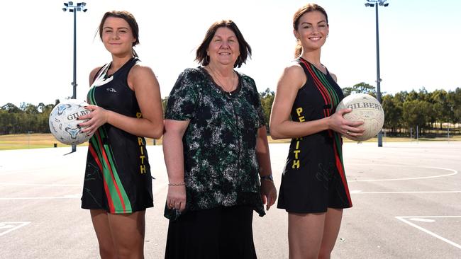 Penrith District Netball Association, in conjunction with Blue Mountains Netball Association and Hawkesbury City Netball Association have applied jointly for a Netball NSW Premier League Licence for 2016, Pictured is the Club President Joy Gillett and Penrith netballers Montana Geyer, 18, and Lyndall Mann, 25.