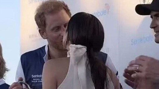 The Sussexes shared a kiss for the cameras. Picture: Netflix