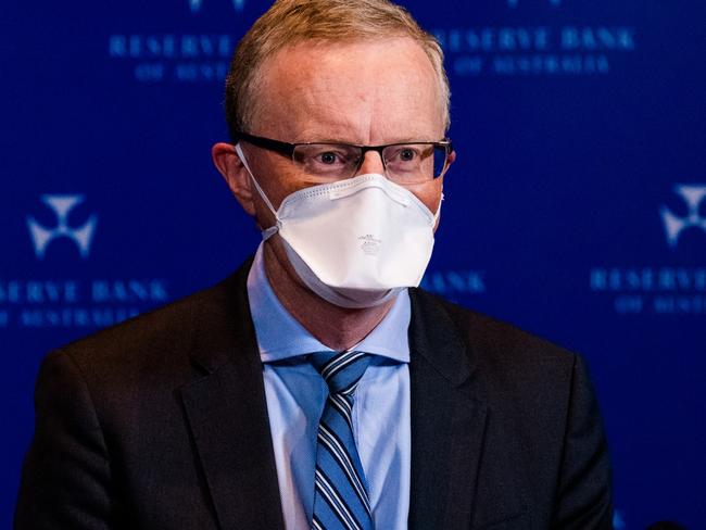 POOL. Australian Reserve Bank Governor Philip Lowe press conference after the Bank's July board meeting. Photographed Tuesday 6th July 2021. Photograph by James Brickwood. AFR NEWS 210706