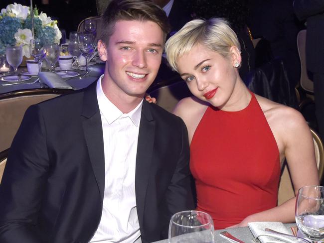 Cyrus with Patrick Schwarzenegger, son of Terminator movies legend Arnold. Picture: Getty