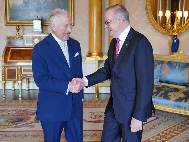 King Charles III with Anthony Albanese at Buckingham Palace. Picture: Getty Images