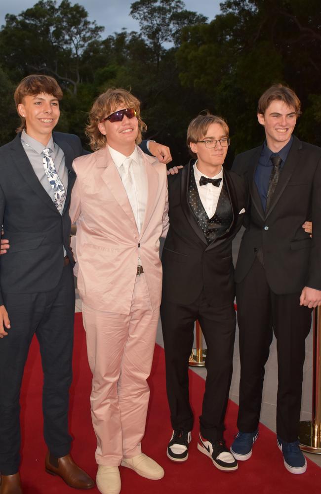 Austen Poyzer, Smith Connors, Theodore Shenfield and Ethan Ember at the Year 11 Good Shepherd formal, 2022.