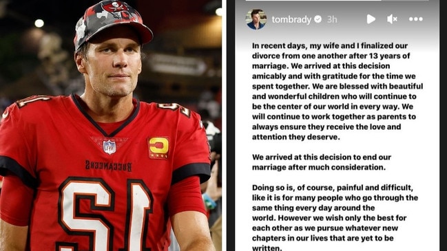 Tom Brady made a "painful" personal announcement. Pictures: Getty, Instagram