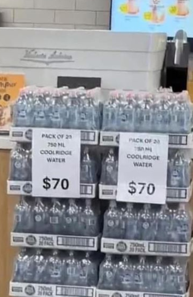 Blacksoil BP is reportedly selling water for $70 ahead of Cyclone Alfred hitting Queensland, sparking outrage online after photos were posted to X. Picture: X