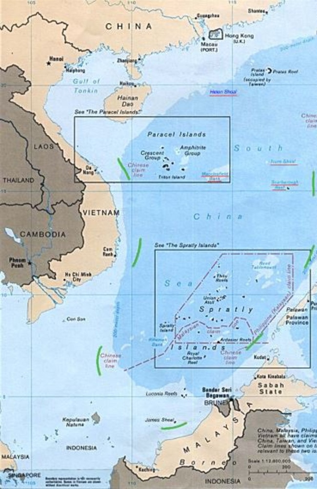 Map of the nine-dash line showing China’s territorial claim. Picture: Wikipedia