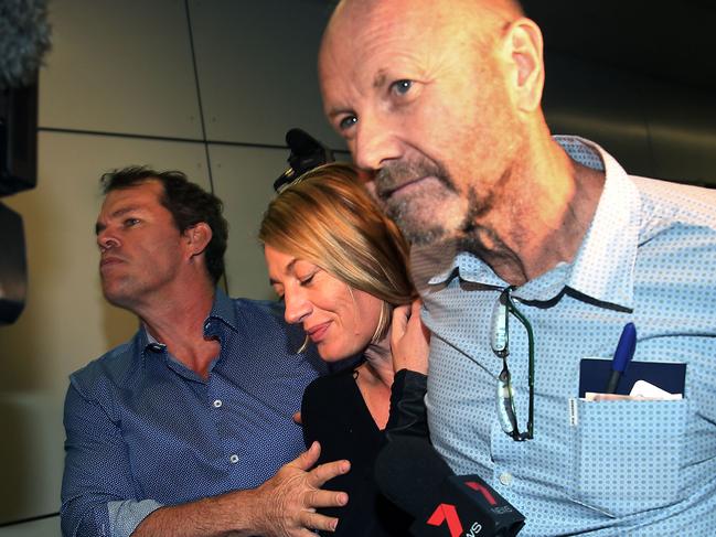 26/03/2016: Australian 60 minutes Journalist Tara Brown with Producer Stephen Rice arrive at Sydney Airport with the rest of the film crew. They were held in custody in Beirut for two weeks after a bungled child kidnapping attempt. Jane Dempster/The Australian.