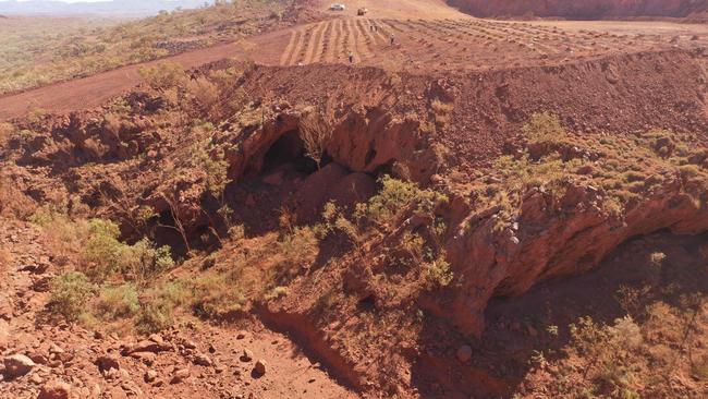 Rio’s blasting of the Juukan Gorge caves in May 2020 sparked a global outcry and ultimately led to the departure of senior management, including chief executive JS Jacques. Picture: AFP/PKKP Aboriginal Corporation