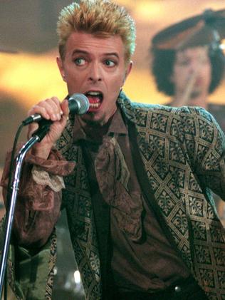 1997 ... David Bowie performing on stage during the famous German TV program <i>Wetten, daß...?</i>. Picture: AFP