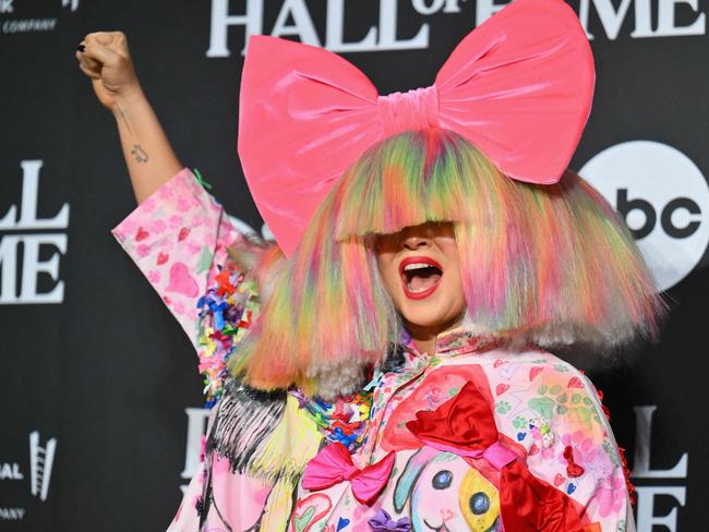 Australian singer-songwriter Sia poses in the press room during the 38th Annual Rock & Roll Hall of Fame Induction Ceremony at Barclays Center in the Brooklyn borough of New York City on November 3, 2023. (Photo by ANGELA WEISS / AFP)