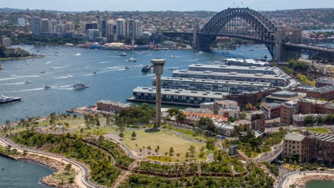 Barangaroo Headland with boats passing through Sydney Harbour. (Supplied: Destination NSW)