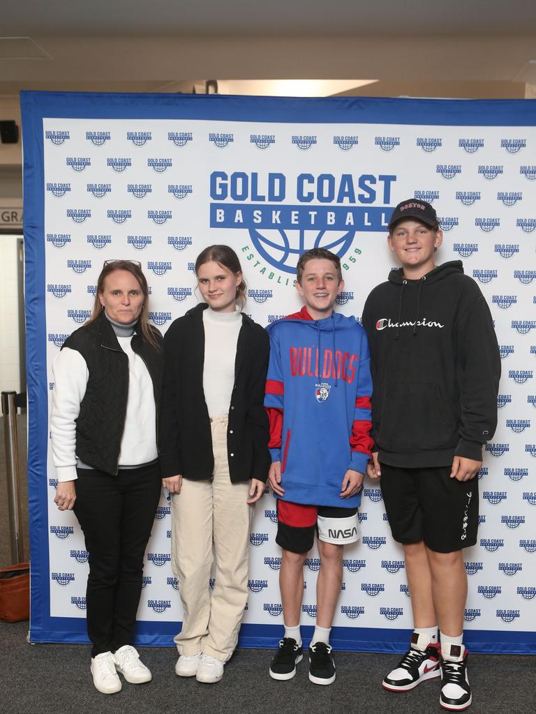 Gold Coast Rollers host the Logan Thunder in the first elimination final of the NBL1 North conference finals. Hayley, Taylah and Kobe Brownrigg and Lucas Doherty 12 August 2022 Carrara. Picture by Richard Gosling