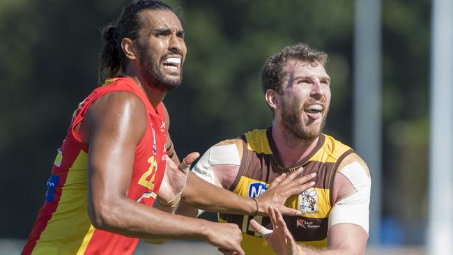 Aspley and the Gold Coast Suns do battle in the NEAFL. Picture: TJ Yelds/NEAFL.