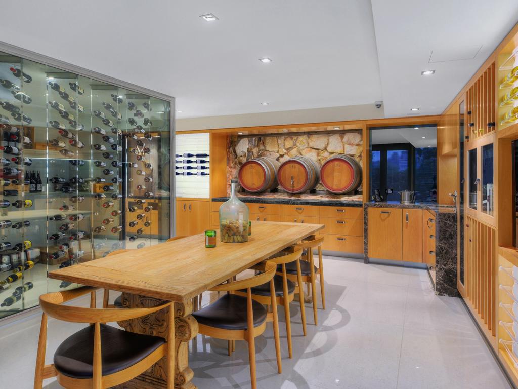 The climate-controlled wine cellar.