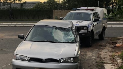 The force of the collision smashed the windshield of the car. Picture: Jim O'Rourke