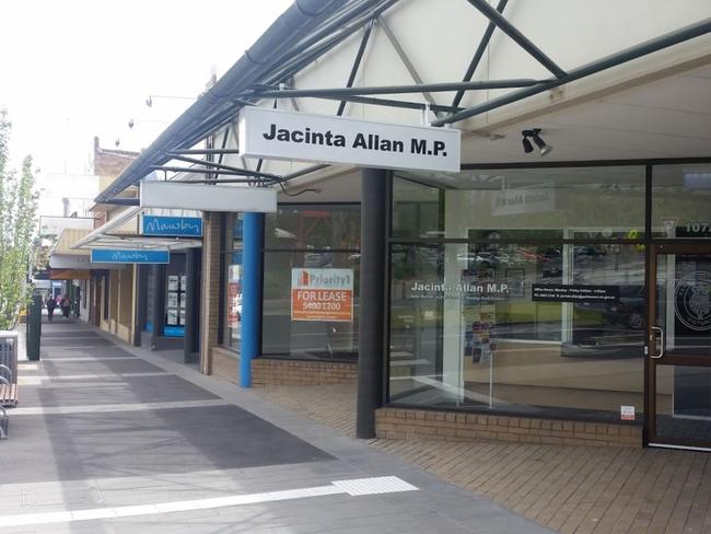 Victorian Transport Infrastructure Minister Jacinta Allan's Bendigo East electorate office is actually in the seat of Bendigo West.