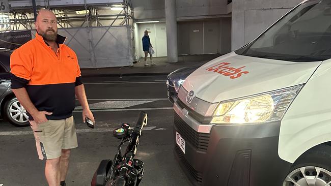 Surfers Paradise resident Steve Moody after he said he collided with a Maxi Taxi in Surfers Paradise on Hanlan Street, two hours after a fatal car versus e-scooter just a block away. Picture: Ashleigh Jansen